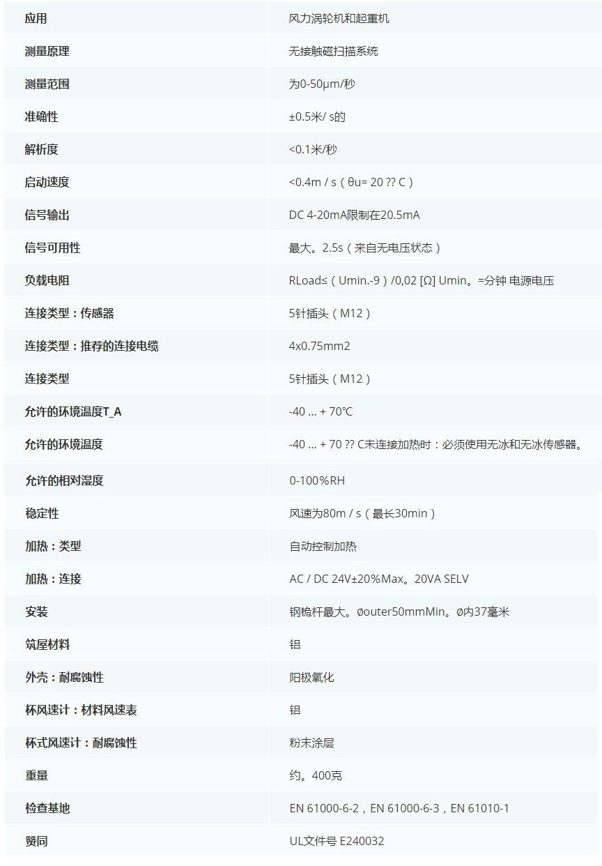 德***科瑞文Kriwan　INT10風速傳感器13 N 219 S34技術參數