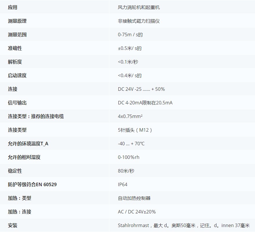 德***科瑞文KriwanINT10風速傳感器13N290S22技術(shù)參數(shù)