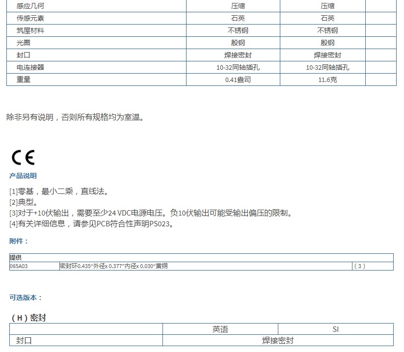 PCB高頻ICP?壓力傳感器102B04技術參數